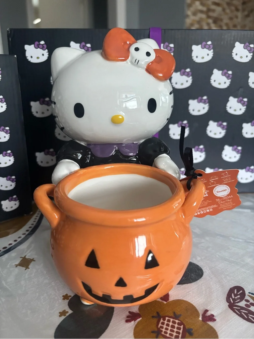 Sanrio Hello Kitty Halloween Pumpkin Treat Holder in Orange and White